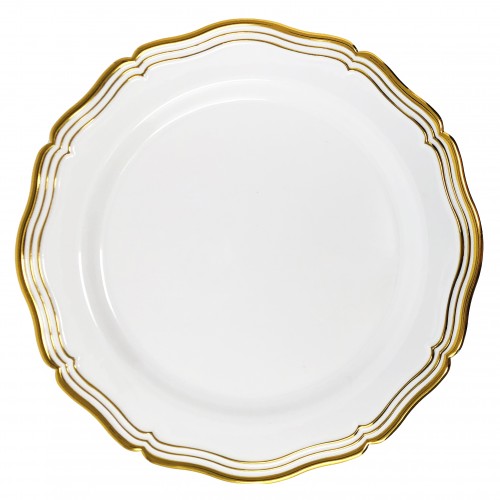 Aristocrat - 10 Elegant White/Gold Dinner Plates 26cm / 10inch