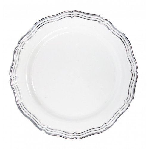 Aristocrat - 10 Elegant White/Silver Dinner Plates 26cm / 10inch