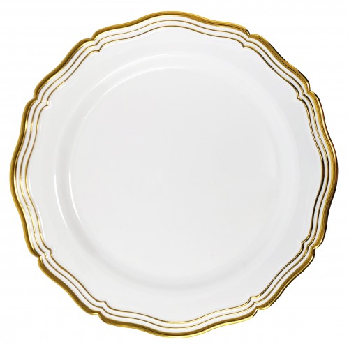Aristocrat - 10 Elegant White/Gold Dessert Plates 19cm / 7.5inch