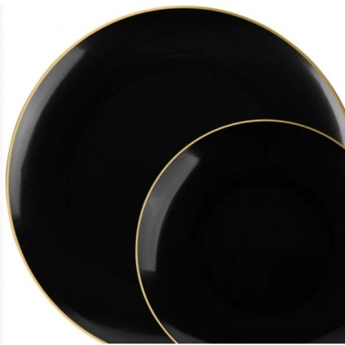 Classic - 32pc Elegant Black/Gold Plate Set 