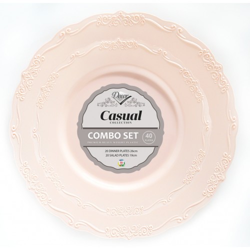 Casual - 40 Elegant Pink Plate Set 