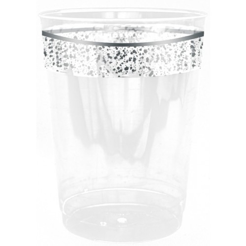 Confetti - 10 Elegant Silver Cups 300ml / 10oz