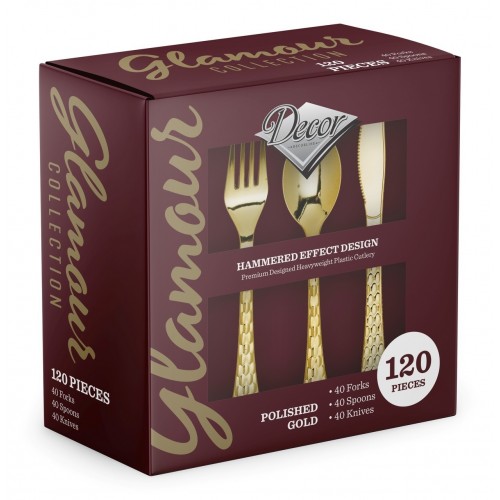 Glamour - 120pc Elegant Gold Cutlery Set 