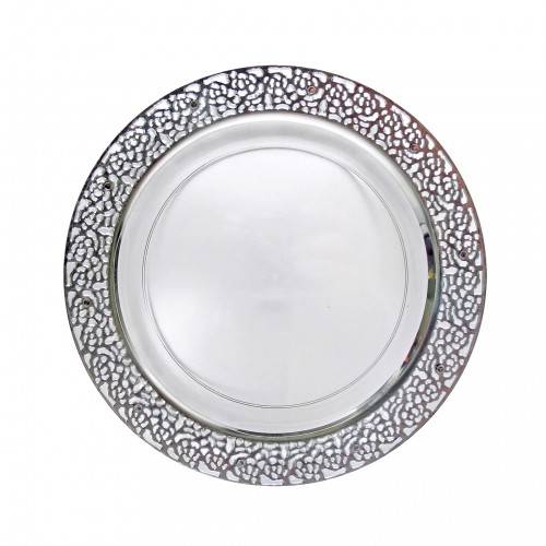 Inspiration - 10 Elegant Transparent/Silver Dinner Plates 23cm / 9inch