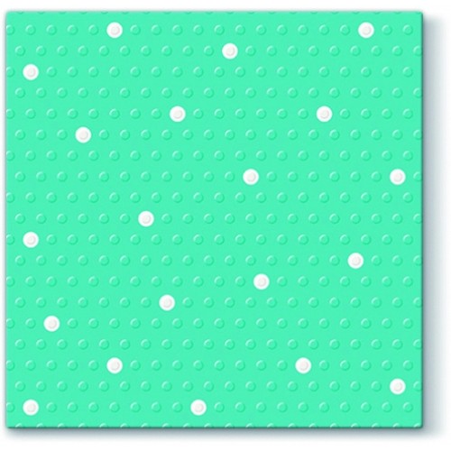 20 Napkins Inspiration Dots Spots White/Turquoise - 33x33cm / 13x13inch 3 ply
