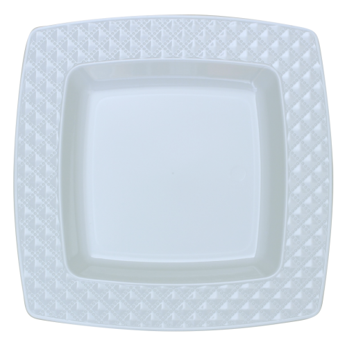 Diamond - 10 Elegant White Square Dinner Plates 20cm / 8inch