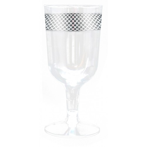 Crystal - 10 Elegant Silver Wine Glasses 180ml / 6oz