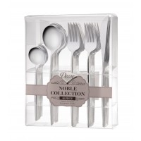 Noble - 40pcs Elegant Shiny Silver Cutlery Set 