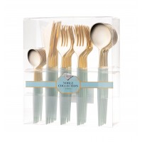 Noble - 40pcs Elegant Shiny Gold/Turquoise Cutlery Set 