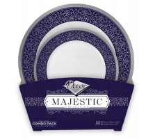 Majestic - 32pc Elegant Blue/Silver Plate Set 