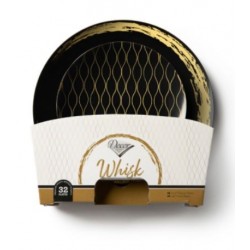 Whisk - 32pc Elegant Black/Gold Plate Set 