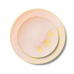 Orchid - 32pc Elegant Antique Pink/Gold Plate Set