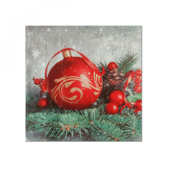 20 Napkins Bauble On Twig - 33x33cm / 13x13inch 3 ply