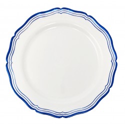 Aristocrat - 10 Elegant White/Blue Dinner Plates 26cm / 10inch