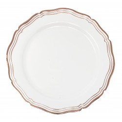 Aristocrat - 10 Elegant White/Rose Gold Dinner Plates 26cm / 10inch