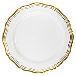 Aristocrat - 10 Elegant White/Gold Dessert Plates 19cm / 7.5inch