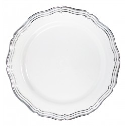 Aristocrat - 10 Elegant White/Silver Dessert Plates 19cm / 7.5inch