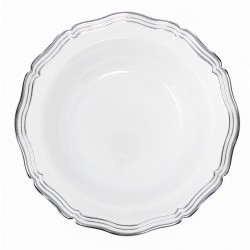 Aristocrat - 10 Elegant White/Silver Soup Bowls 400ml / 13.5oz