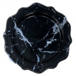 Festive - 12 Party Black/Blue Marble Dessert Plates 19cm / 7.5inch