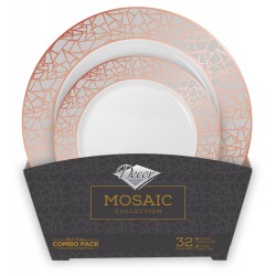 Mosaic - 32pc Elegant Pink/Silver Plate Set 