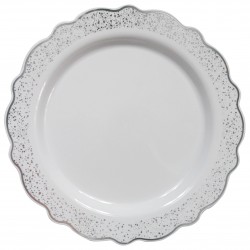 Confetti - 10 Elegant Silver Dessert Plates 19cm / 7.5inch