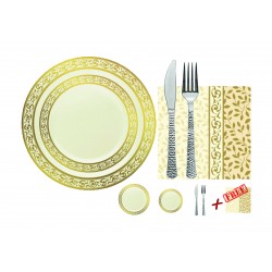 Premium -  Elegant Cream/Gold Tableware set for 20
