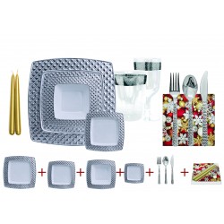 Diamond -  Elegant White/Silver Christmas Tableware Set 