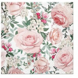 20 Napkins Gorgeous Roses Pink - 33x33cm / 13x13inch 3 ply