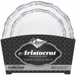 Aristocrat - 32pc Elegant White/Silver Plate Set 