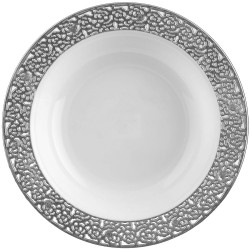 Inspiration - 10 Elegant White/Silver Soup Bowls 400ml / 13.5oz