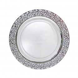Inspiration - 10 Elegant Transparent/Silver Dessert Plates 19cm / 7.5inch