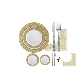 Inspiration -  Elegant White/Gold Tableware set for 10