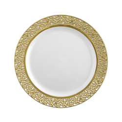 Inspiration - 10 Elegant White/Gold Dessert Plates 19cm / 7.5inch