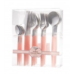 Noble - 40pcs Elegant Shiny Silver/Pink Cutlery Set 