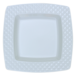 Diamond - 10 Elegant White Square Dinner Plates 24cm / 9.5inch