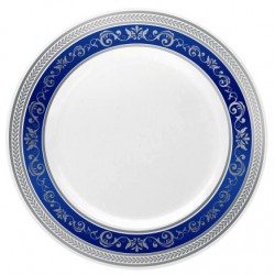 Royal - 10 Elegant Blue/Silver Dinner Plates 23cm / 9inch
