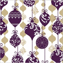 20 Napkins Sparkle Christmas Ornament Gold/Purple - 33x33cm / 13x13inch 3 ply