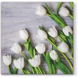 20 Napkins White Tulips - 33x33cm / 13x13inch 3 ply