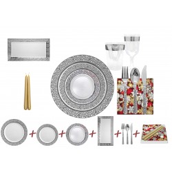 Inspiration -  Elegant Transparent/Silver Christmas Tableware Set for 10