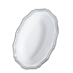 Aristocrat - Elegant White/Silver Oval Serving Bowl Medium