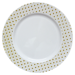 Sphere - 10 Elegant White/Gold Dinner Plates 26cm / 10inch