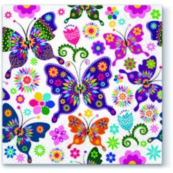 20 Napkins Colorful Butterflies - 33x33cm / 13x13inch 3 ply