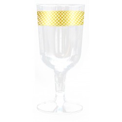Crystal - 10 Elegant Gold Wine Glasses 180ml / 6oz