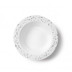 Pebbled - 10 Premium Plastic White/Silver Dessert Bowls 150ml / 5oz